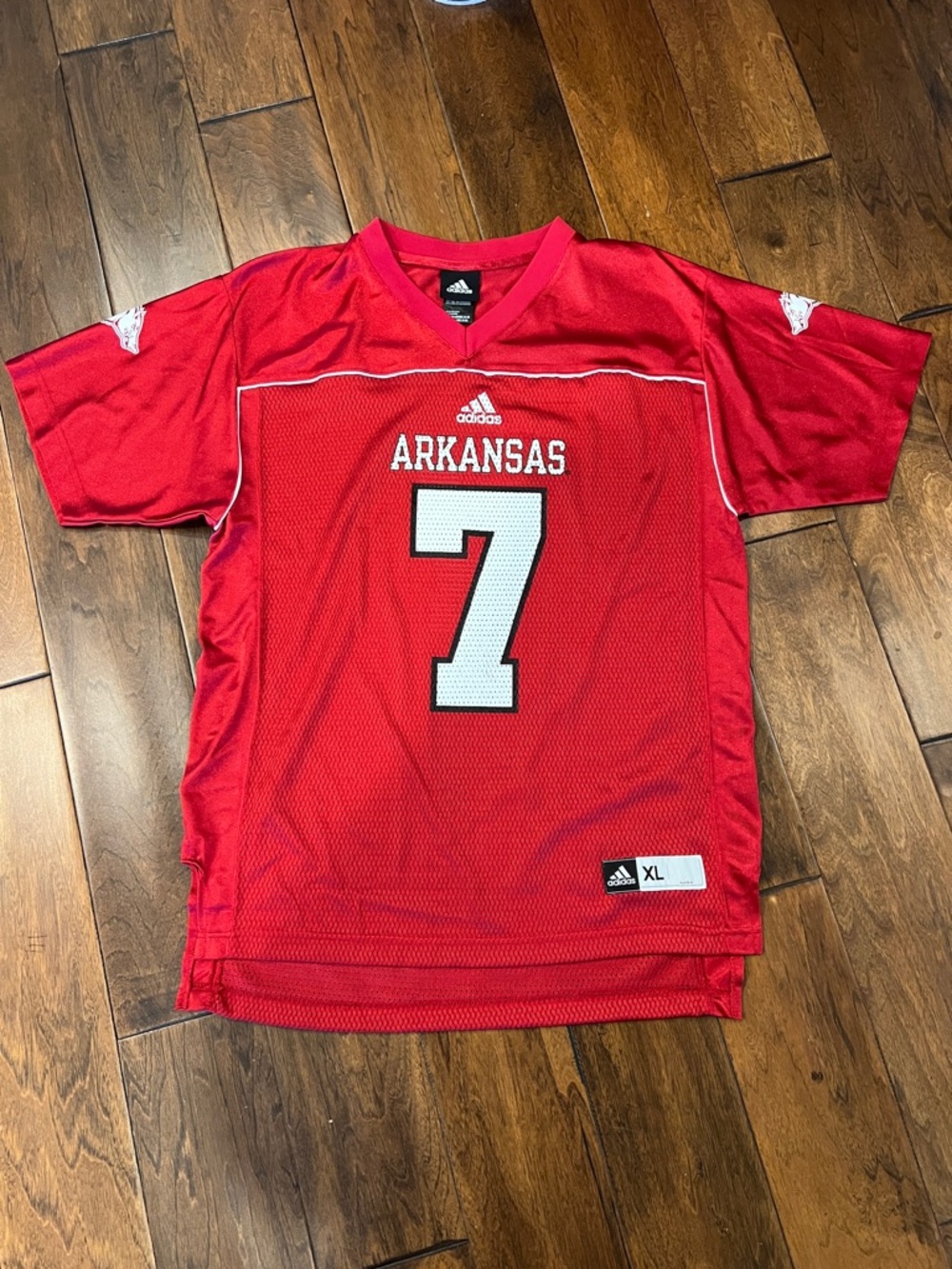 Adidas Arkansas Red #7 Boys Football Jersey
